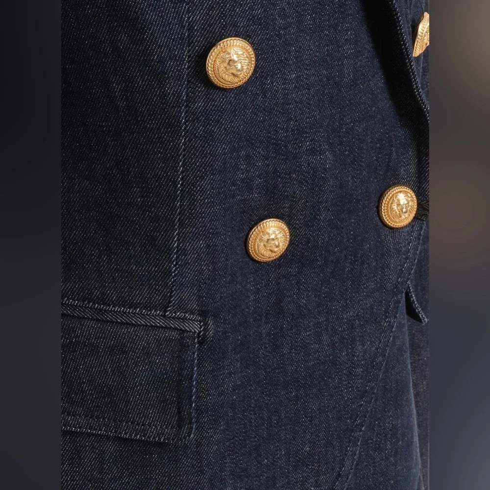 BALMAIN Kids Double-Breasted Long Sleeved Denim Blazer & Skirt Set Size 6(Girls) - Picture 6 of 10